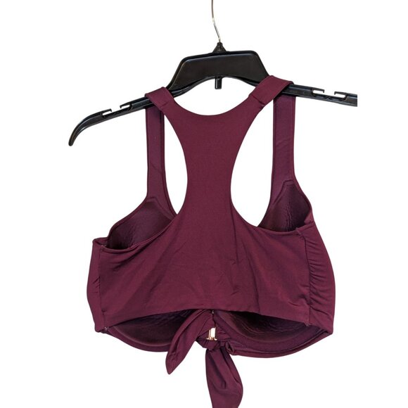 Joan Smalls Smart Sexy Burgundy Racerback Tie-Front Bikini Top 36DDD Nylon/Spand - Picture 3 of 4